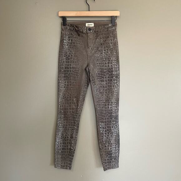 L'AGENCE Margot‎ High Rise Skinny Jeans In Chestnut Black Croc Foil Size 26 - Picture 3 of 16